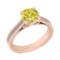 2.15 Ctw I2/I3 Treated Fancy Yellow And White Diamond 10K Rose Gold Engagement Ring