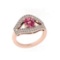 1.30 Ctw SI2/I1 Pink Tourmaline And Diamond 10K Rose Gold Engagement Ring