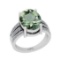 5.99 Ctw I2/I3 Green Amethyst And Diamond 10K White Gold Ring