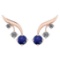 Certified 0.30 Ctw Blue Sapphire And Diamond I1/I2 14K Gold Stud Earrings