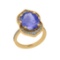 10.71 Ctw I2/I3 Tanzanite And Diamond 14K Yellow Gold Engagement Ring