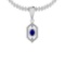 1.45 Ctw SI2/I1 Blue Sapphire And Diamond 14K White Gold Necklace