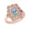0.78 Ctw i2/i3 Blue Topaz And Diamond 14K Rose Gold Engagement Halo Ring