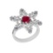 1.66 Ctw SI2/I1 Ruby And Diamond 14K White Gold Vintage Style Wedding Ring
