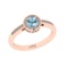 0.70 Ctw I2/I3 Blue Topaz And Diamond 10K Rose Gold Engagement Halo Ring