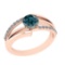 1.02 Ctw I2/I3 Treated Fancy Blue And White Diamond 14K Rose Gold Ring