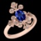 2.07 Ctw SI2/I1 Tanzanite And Diamond 14K Rose Gold Vintage Style Ring