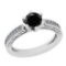 1.16 Ctw I2/I3 Treated Fancy Black And White Diamond 14K White Gold Filigree Engagement Ring