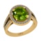 2.94 Ctw I2/I3 Peridot And Diamond 14K Yellow Gold Engagement Halo Ring