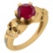2.08 Ctw I2/I3 Ruby And Diamond 14K Yellow Gold Antique Style Skull Ring