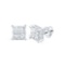 14kt White Gold Womens Princess Diamond Square Cluster Stud Earrings 1 Cttw