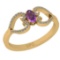 0.47 Ctw I2/I3 Amethyst And Diamond 10K Yellow Gold Promise Ring