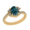 2.24 Ctw I2/I3 Treated fancy blue And White Diamond 14K Yellow Gold Wedding Halo Ring