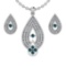 0.87 Ctw I2/I3 Treated Fancy Blue And White Diamond 10K White Gold Pendant + Earrings Set