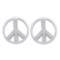 10kt White Gold Womens Round Diamond Peace Sign Circle Earrings 1/6 Cttw