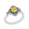 0.85 Ctw I2/I3 Treated Fancy Yellow And White Diamond 14K White Gold Ring