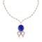 20.95 Ctw I2/I3 Tanzanite And Diamond 14k Rose Gold Pendant Necklace