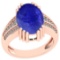 8.24 Ctw SI2/I1 Tanzanite And Diamond 14K Rose Gold Vintage Style Ring