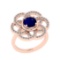 1.82 Ctw I2/I3 Blue Sapphire And Diamond 14K Rose Gold Wedding Ring