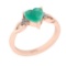 0.76 Ctw SI2/I1 Emerald And Diamond 14K Rose Gold Ring