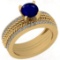 1.71 Ctw I2/I3 Blue Sapphire And Diamond 14K Yellow Gold Anniversary Ring