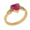0.76 Ctw SI2/I1 Ruby And Diamond 14K Yellow Gold Ring