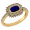 1.94 Ctw I2/I3 Blue Sapphire And Diamond 14K Yellow Gold Halo Ring