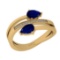 0.57 Ctw SI2/I1 Blue Sapphire And Diamond 14K Yellow Gold Bypass Style Ring