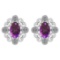 Certified 1.59 Ctw Amethyst And Diamond I1/I2 14K Gold Stud Earrings