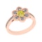 0.80 Ctw I2/I3 Treated Fancy Yellow And White Diamond 14K Rose Gold Filigree Anniversary Ring