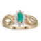 Certified 10k Yellow Gold Marquise Emerald And Diamond Ring
