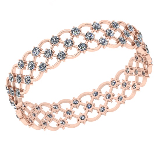 15.00 Ctw SI2/I1 Diamond 14K Rose Gold Bangles