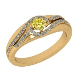 0.75 Ctw I2/I3 Treated fancy Yellow And White Diamond 14K Yellow Gold Engagement Ring