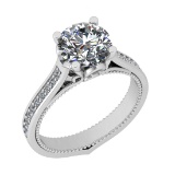 2.16 Ctw VS/SI1 Diamond 14K White Gold Vintage Style Ring