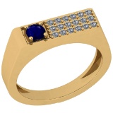 0.33 Ctw I2/I3 Blue Sapphire And Diamond 14K Yellow Gold Engagement Ring