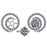 Certified 1.31 Ctw Diamond I1/I2 10K White Gold Stud Earrings