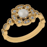 0.60 Ctw I2/I3 Opal And Diamond 14K Yellow Gold Victorian Style Engagement Ring