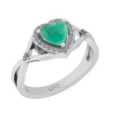 0.62 Ctw SI2/I1 Emerald And Diamond 14K White Gold Ring