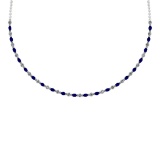 7.10 Ctw SI2/I1 Blue Sapphire And Diamond 14K Yellow Gold Necklace