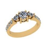 1.41 Ctw VS/SI1 Diamond 14K Yellow Gold three Psc Ring