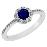 0.62 CtwSI2/I1 Blue Sapphire And Diamond 14K White Gold Ring