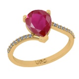 2.10 Ctw SI2/I1 Ruby And Diamond 14K Yellow Gold Ring