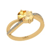 1.42 Ctw I2/I3 Citrine And Diamond 10K Yellow Gold Ring