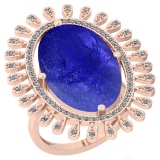 6.53 Ctw SI2/I1 Tanzanite And Diamond 14K Rose Gold Vintage Style Ring