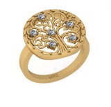 0.26 Ctw SI2/I1 Diamond 14K Yellow Gold Tree of Life Style Ring