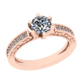 1.41 Ctw SI2/I1 Diamond 14K Rose Gold Filigree Ring