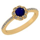 0.62 CtwSI2/I1 Blue Sapphire And Diamond 14K Yellow Gold Ring