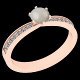 0.51 Ctw I2/I3 Opal And Diamond 14K Rose Gold Victorian Style Anniversary Ring