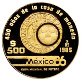 Mexico 500 Pesos Gold 1985 PF World Cup