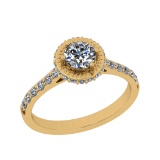 0.90 Ctw SI2/I1 Diamond 14K Yellow Gold Wedding Ring